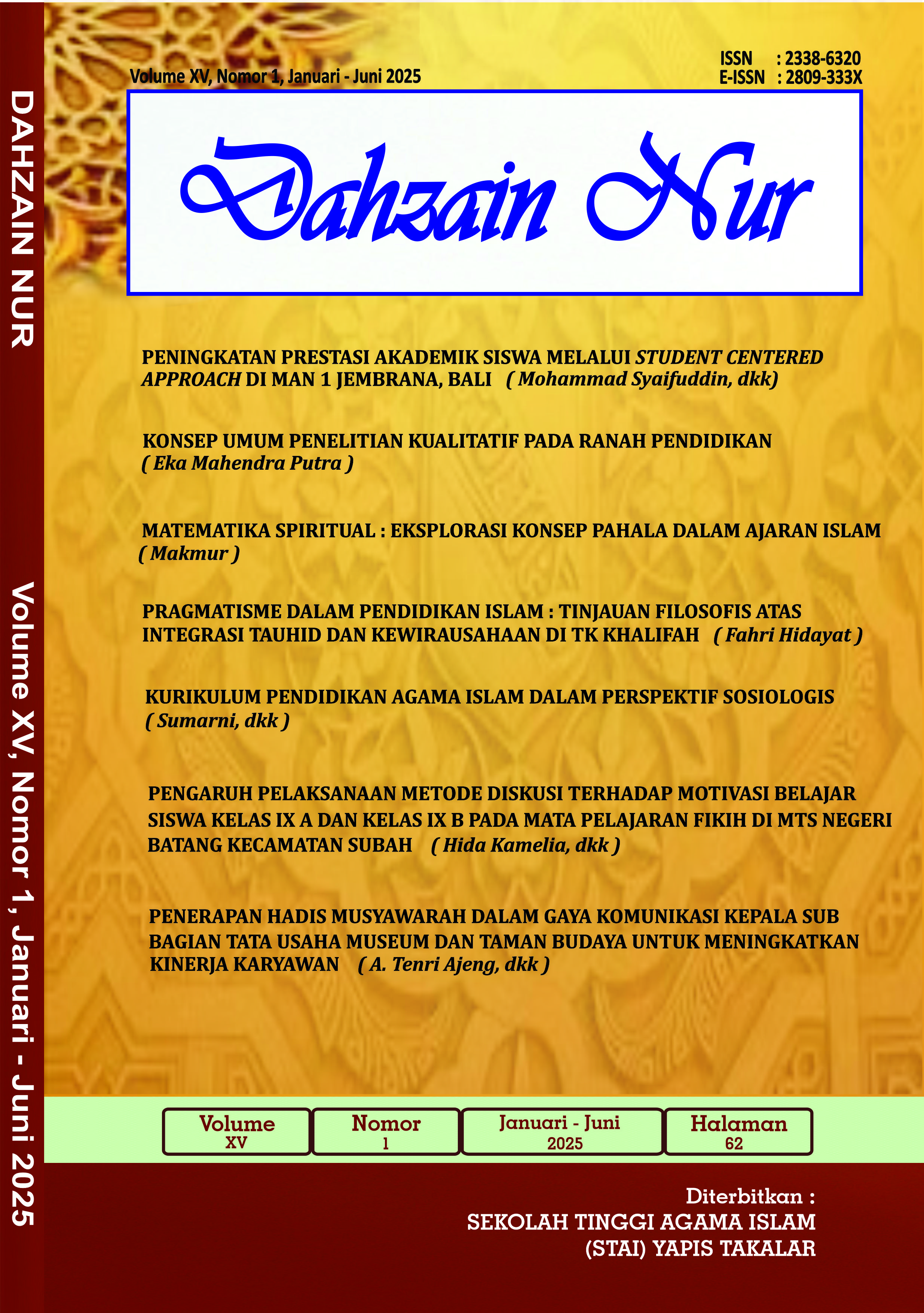 					View Vol. 15 No. 1 (2025): Dahzain Nur
				
